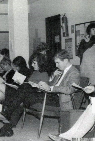 1967 Students Studying in Class in American Church Basement