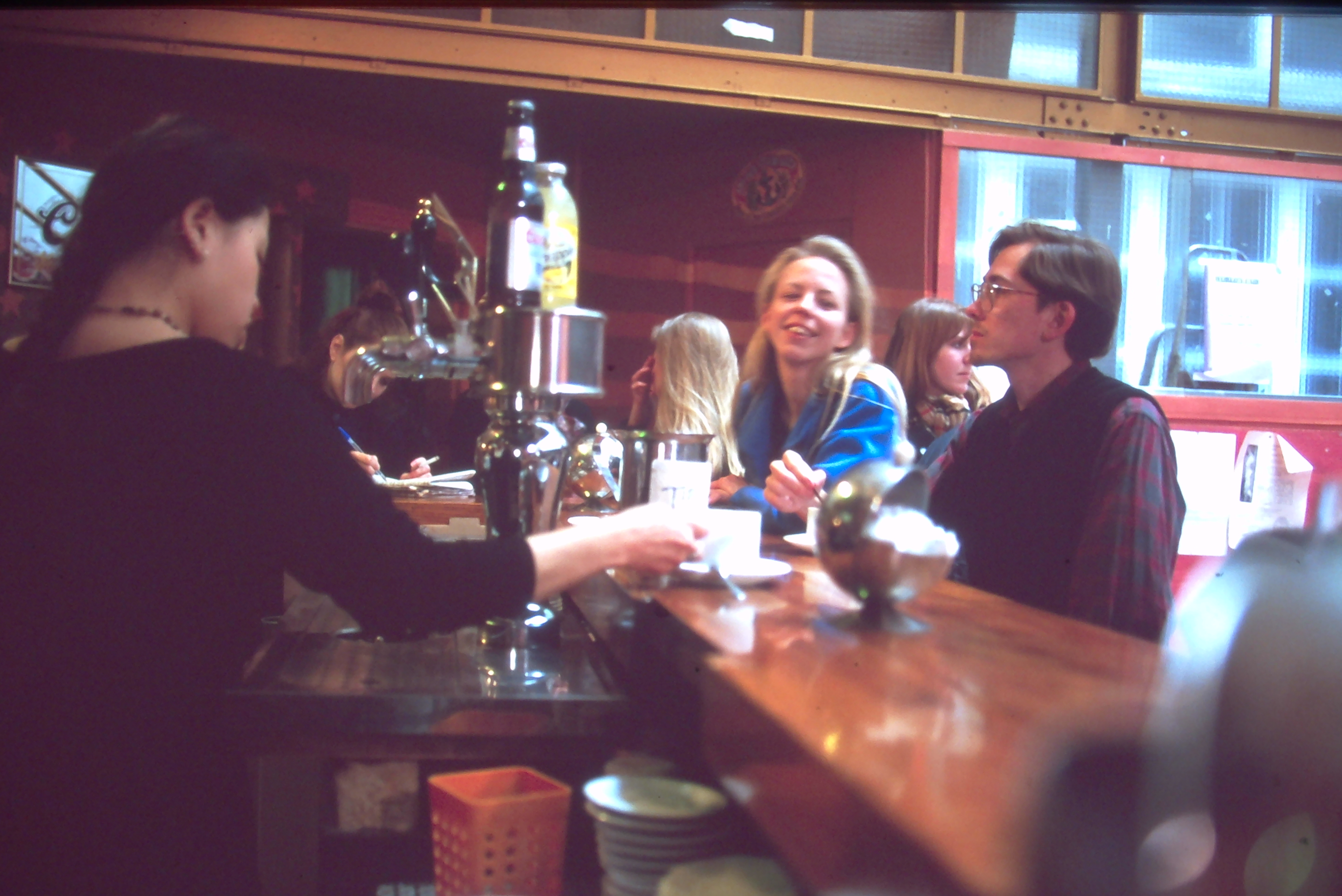 Behind the bar of the AMEX Cafe