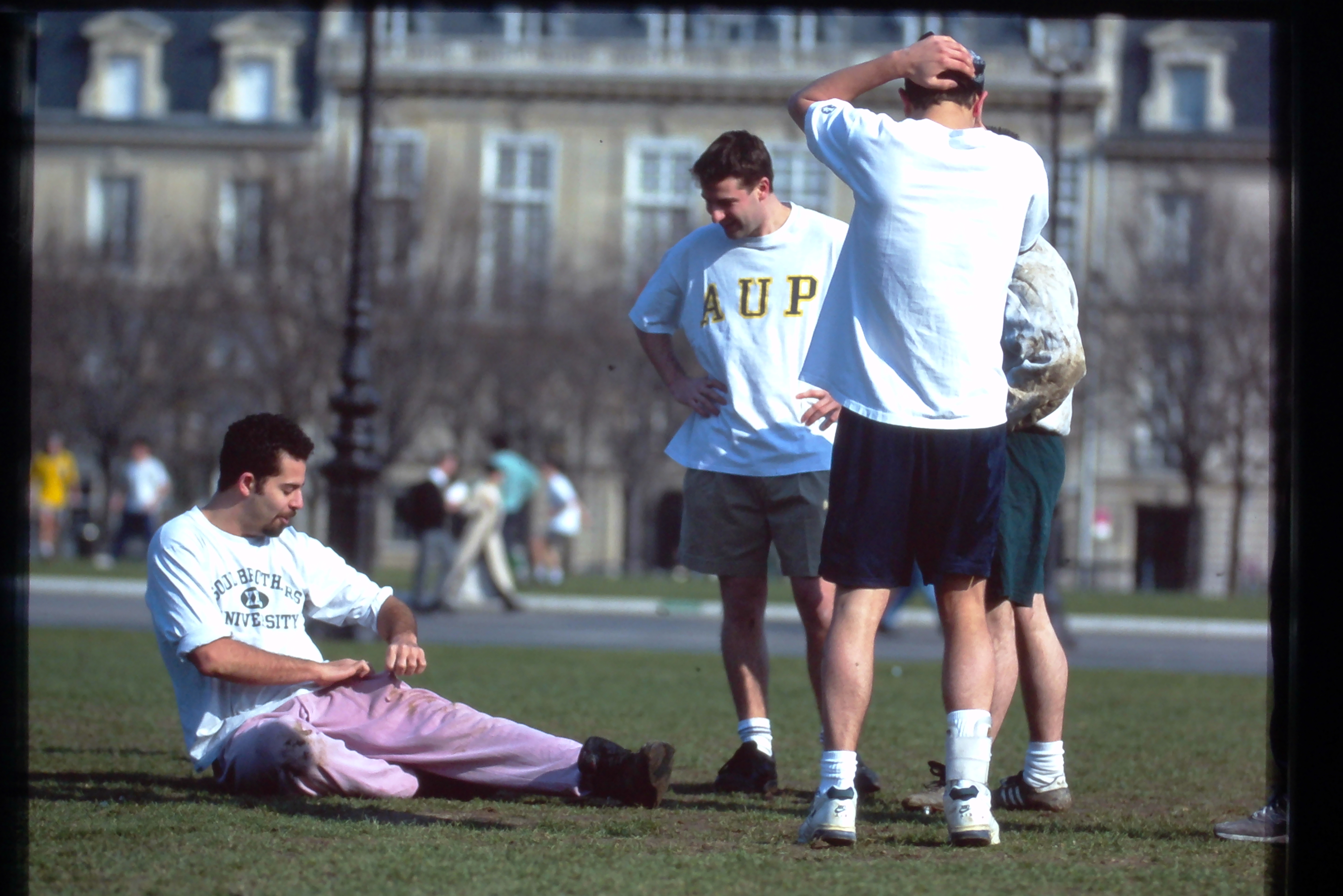 AUP students playing American football on the Invalides Esplanade