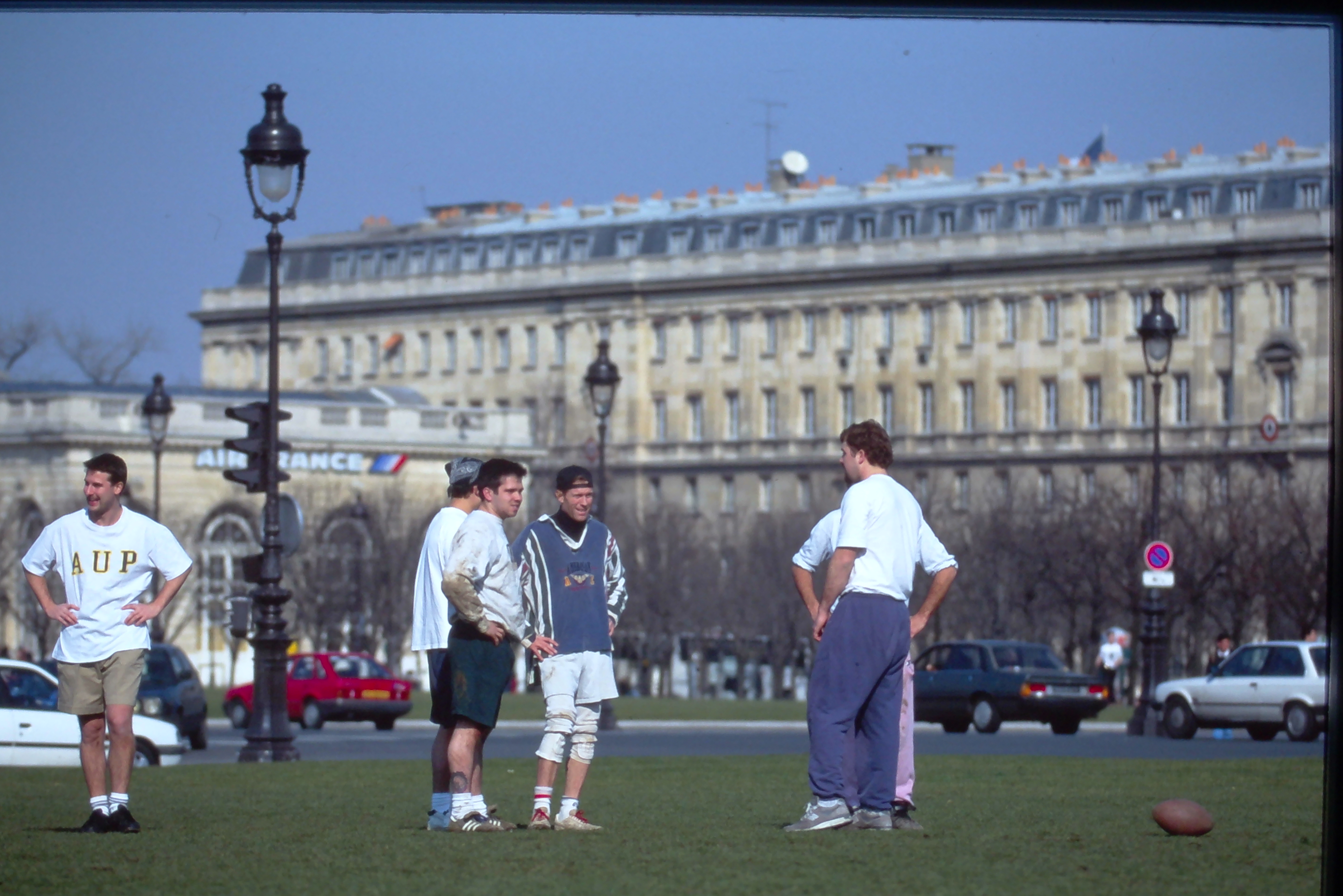 AUP students playing American football on the Invalides Esplanade 1
